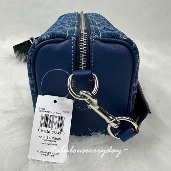 Coach Men's Axel Crossbody In Signature Denim/Deep Blue CY892 + Pouch NWT - Picture 5 of 10